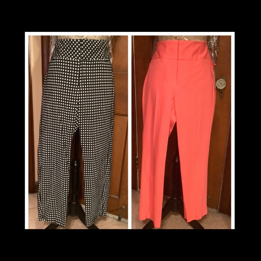 2 Pr.Elle Black & White & Coral  Capri Pants